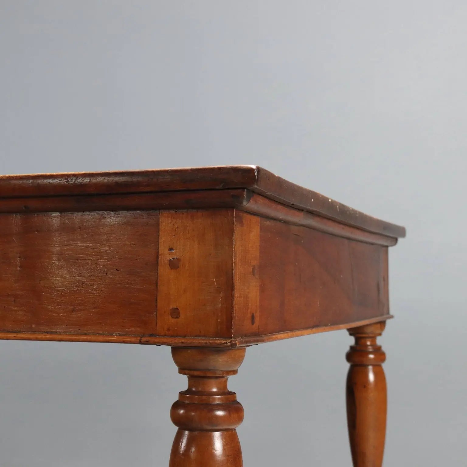 Antique Table Walnut Poplar with Drawer Italy XIX Century