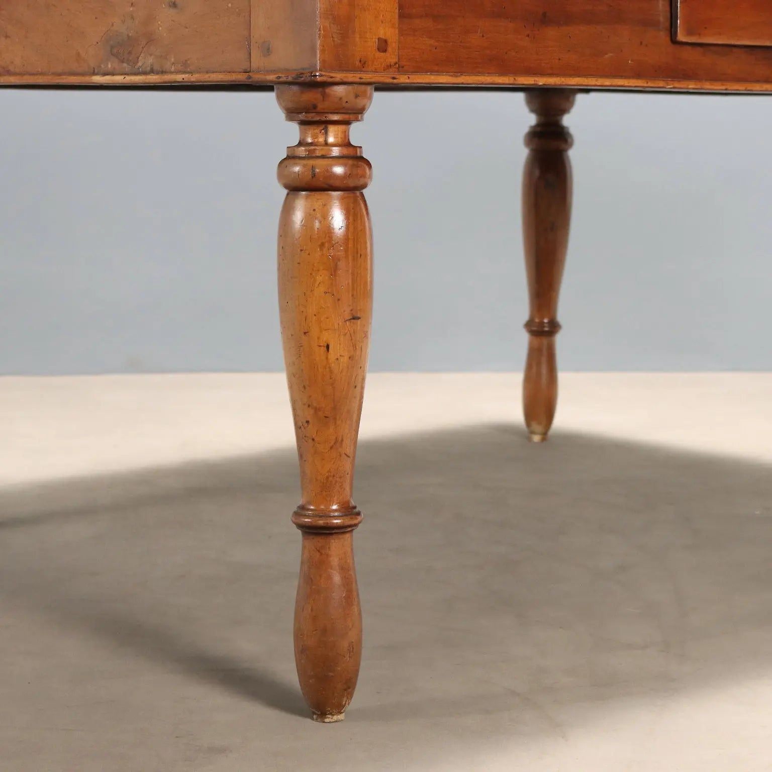Antique Table Walnut Poplar with Drawer Italy XIX Century