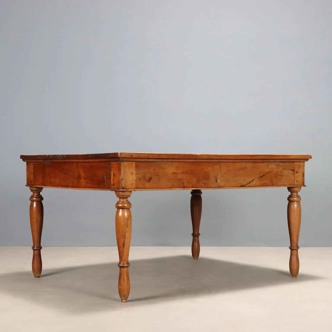Antique Table Walnut Poplar with Drawer Italy XIX Century