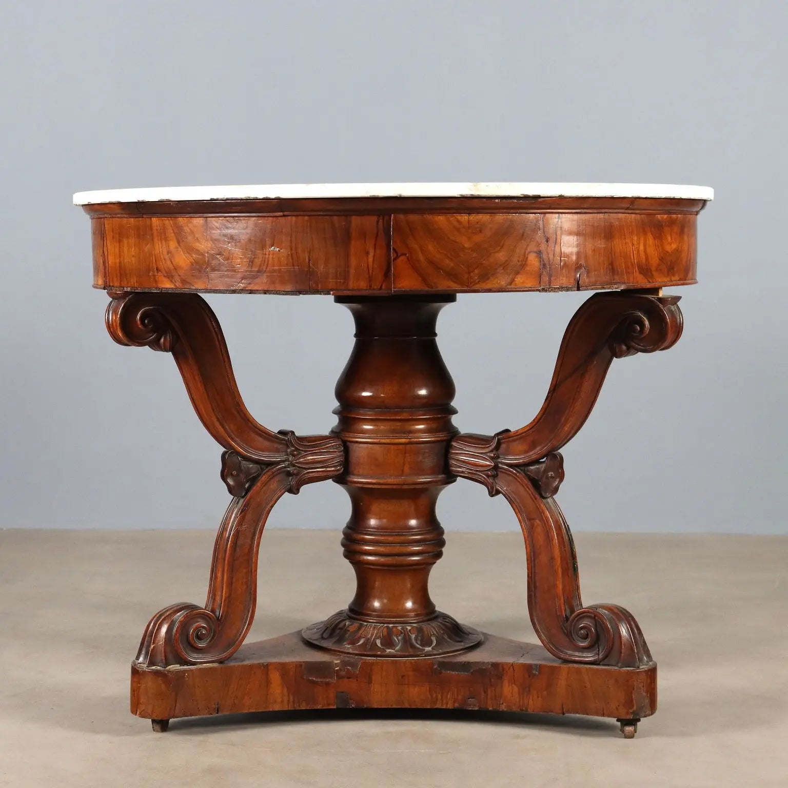 Antique Table Louis Philippe Walnut Marble Italy XIX Century - Lombardy, Early XIX Century | Antiques | Tables