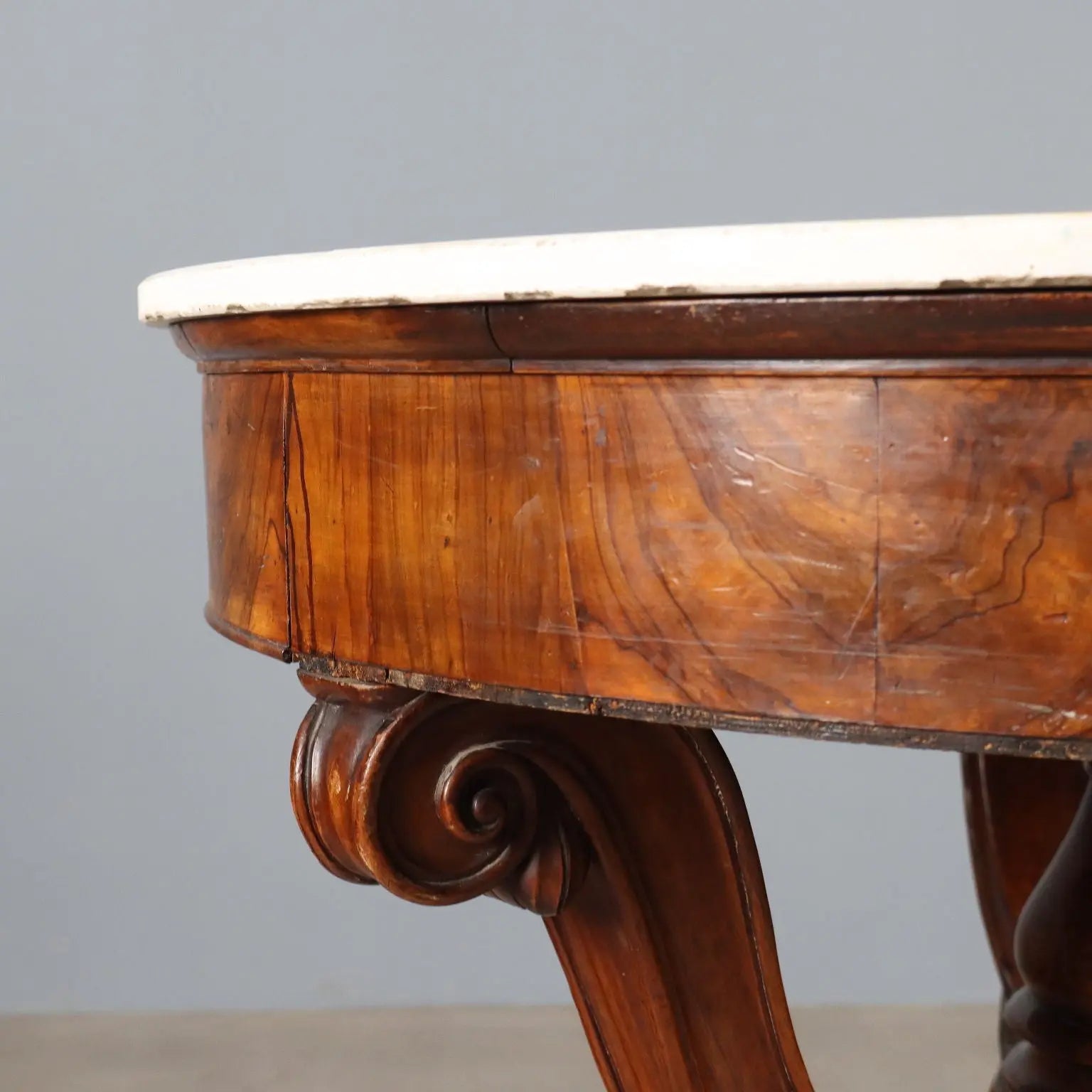 Antique Table Louis Philippe Walnut Marble Italy XIX Century - Lombardy, Early XIX Century | Antiques | Tables