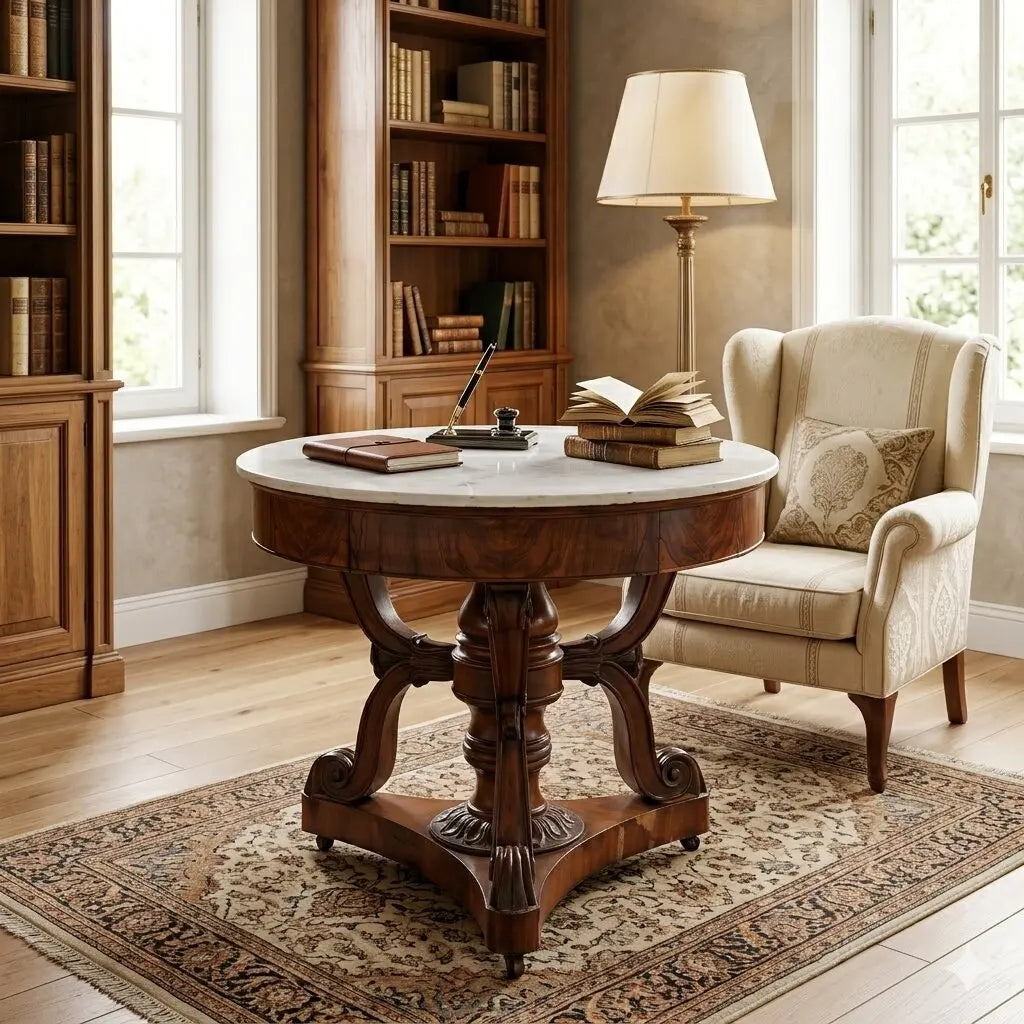 Antique Table Louis Philippe Walnut Marble Italy XIX Century - Lombardy, Early XIX Century | Antiques | Tables