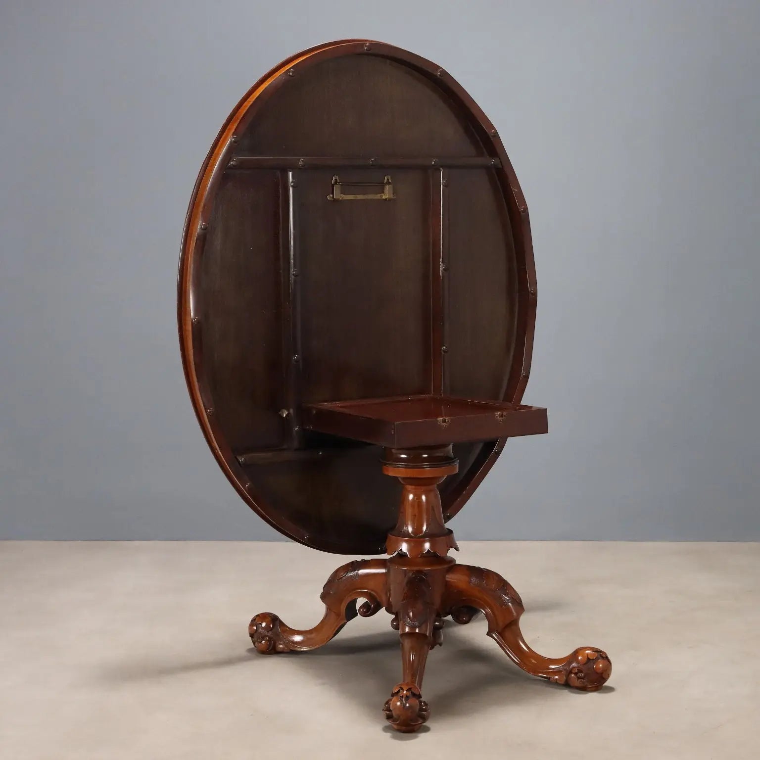 Antique Table Oval Top Mahogany Burl Inlays United Kingdom '800