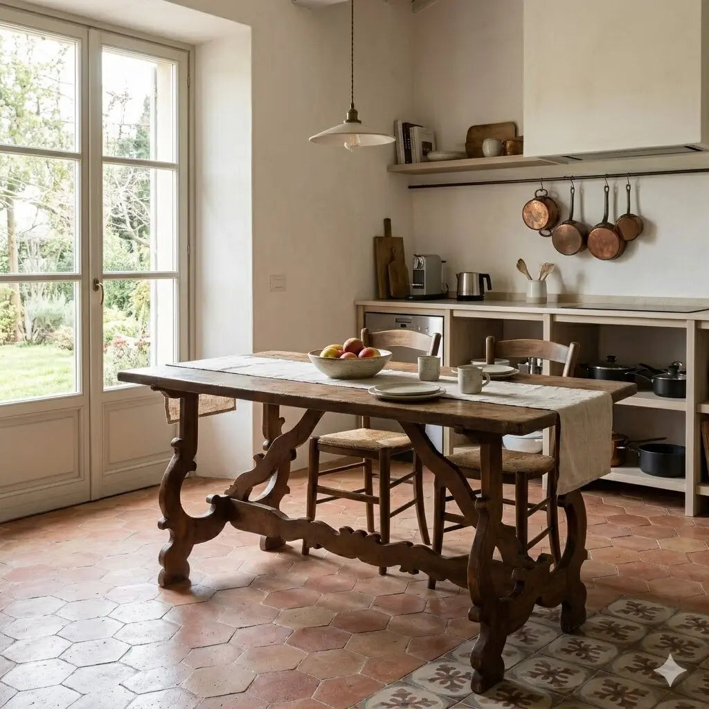 Antique Fratino Table in Walnut - Italy 20th Century
