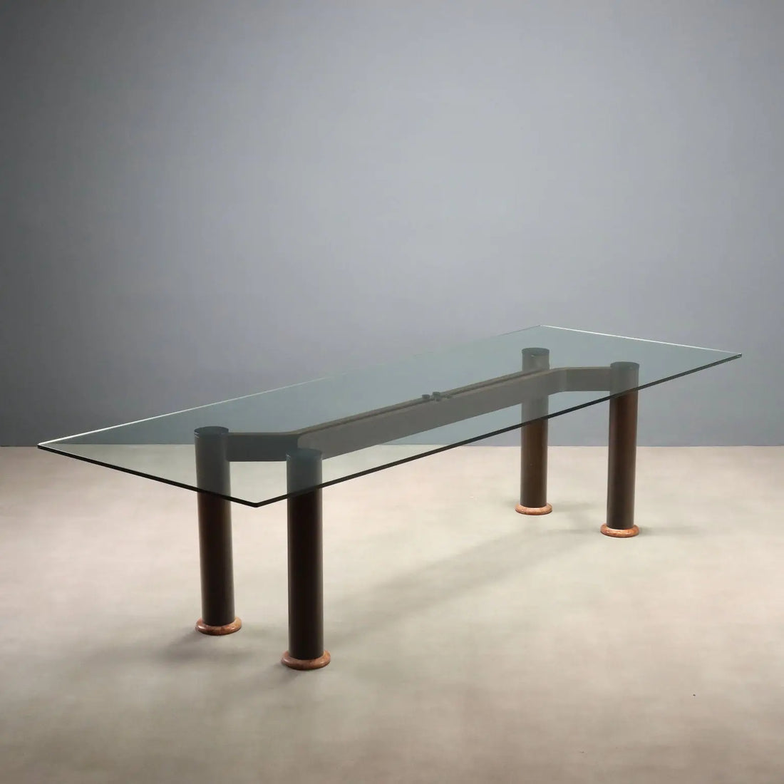Great Vintage Table Glass Top Wood Marble Design Italy 1980s