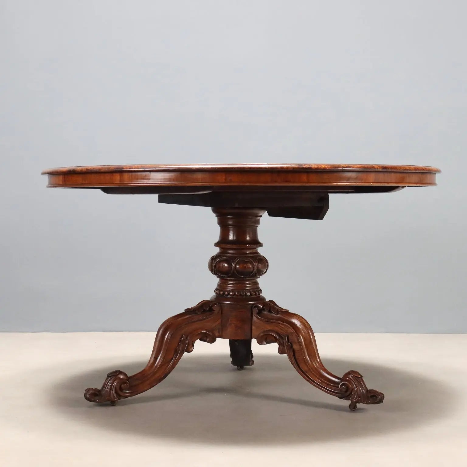 Antique Table Walnut Bois de Rose Floral Inlays Netherlands XIX Century