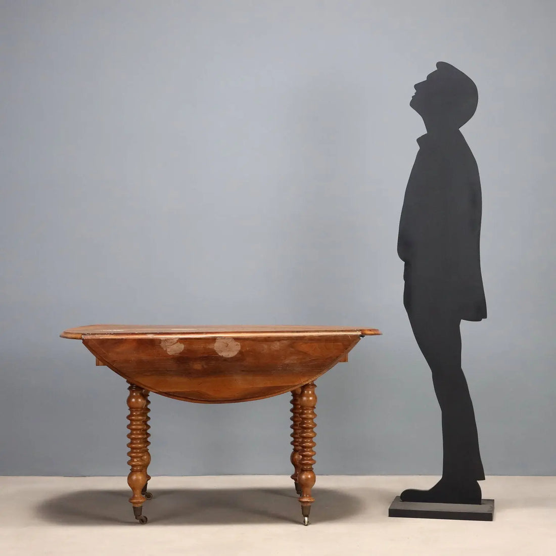 French Drop-Leaf Walnut Table, 19th Century