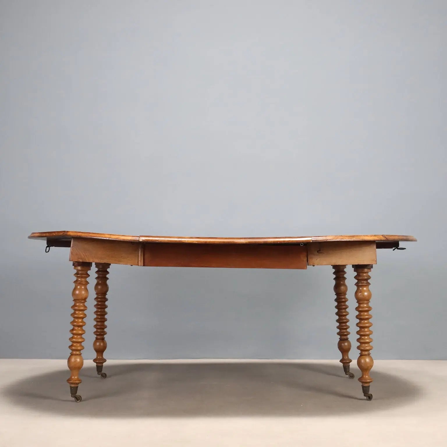 French Drop-Leaf Walnut Table, 19th Century