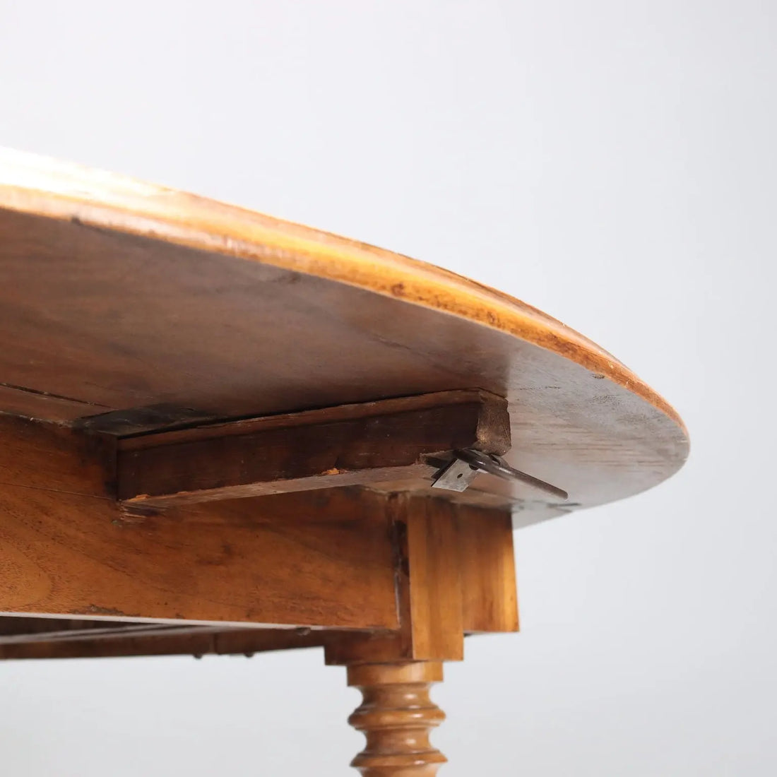 French Drop-Leaf Walnut Table, 19th Century