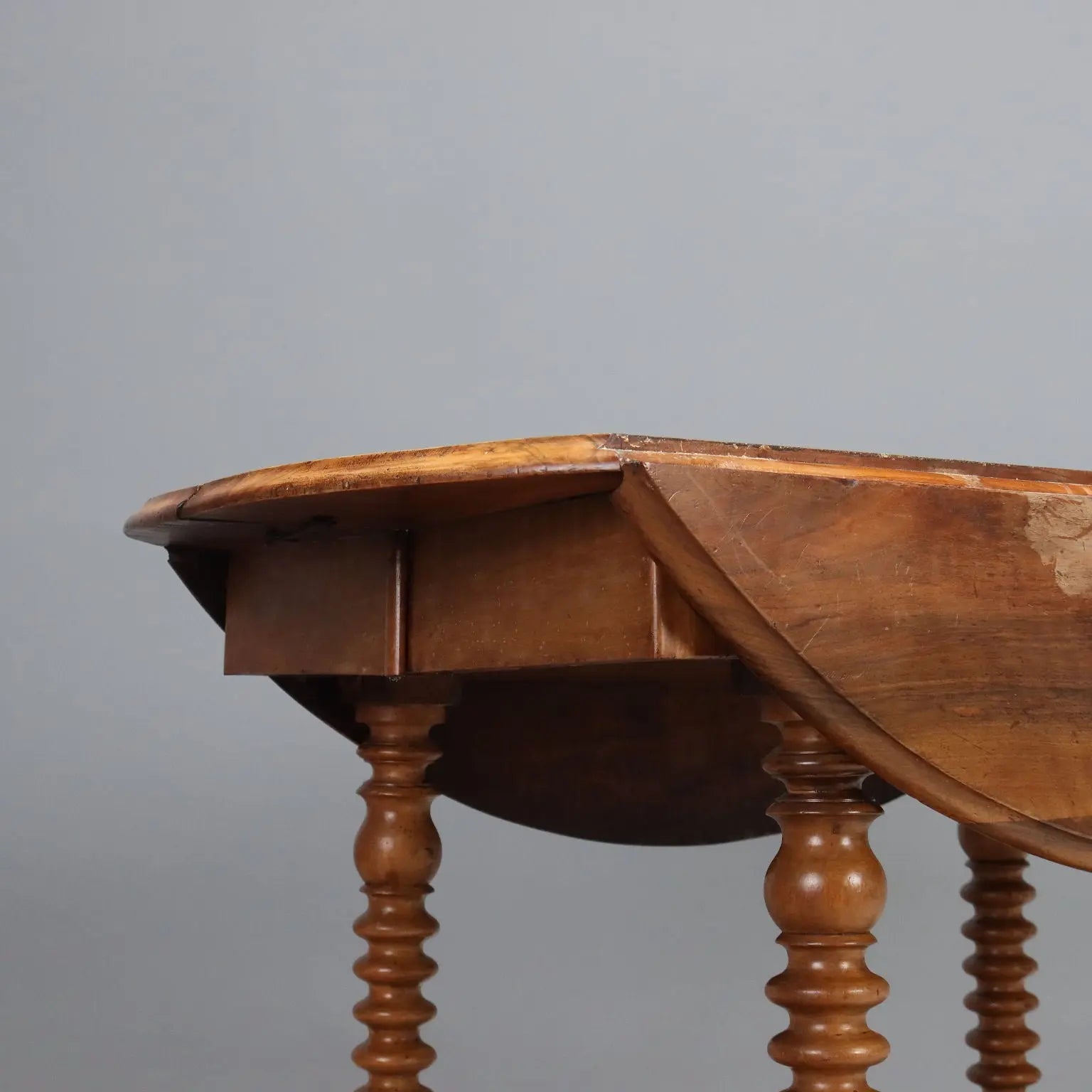 French Drop-Leaf Walnut Table, 19th Century