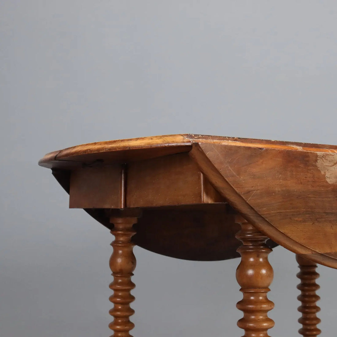 French Drop-Leaf Walnut Table, 19th Century