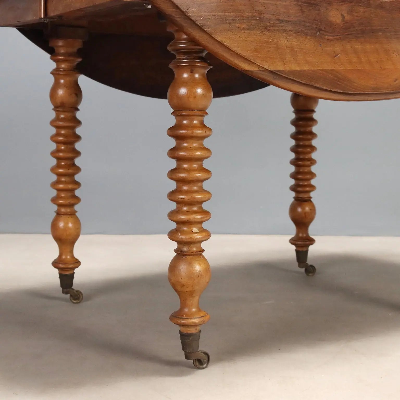 French Drop-Leaf Walnut Table, 19th Century
