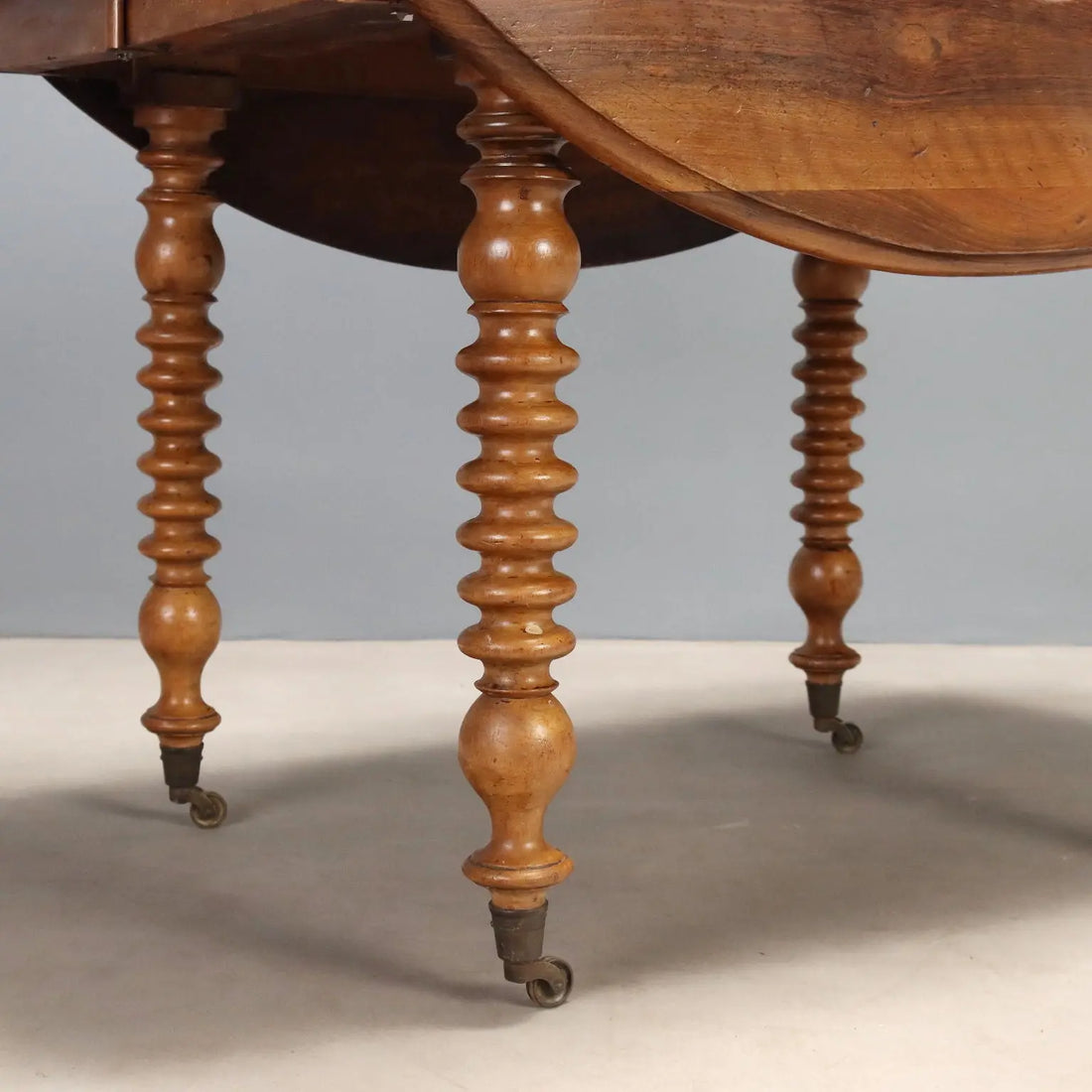 French Drop-Leaf Walnut Table, 19th Century