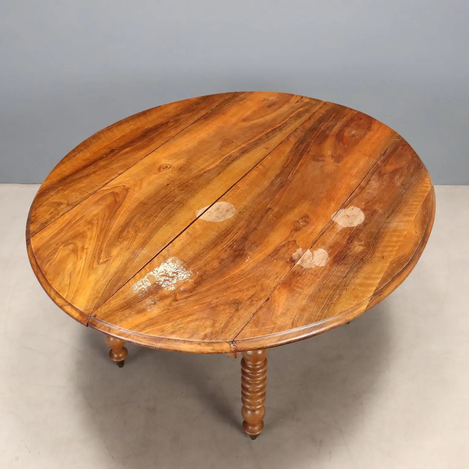 French Drop-Leaf Walnut Table, 19th Century