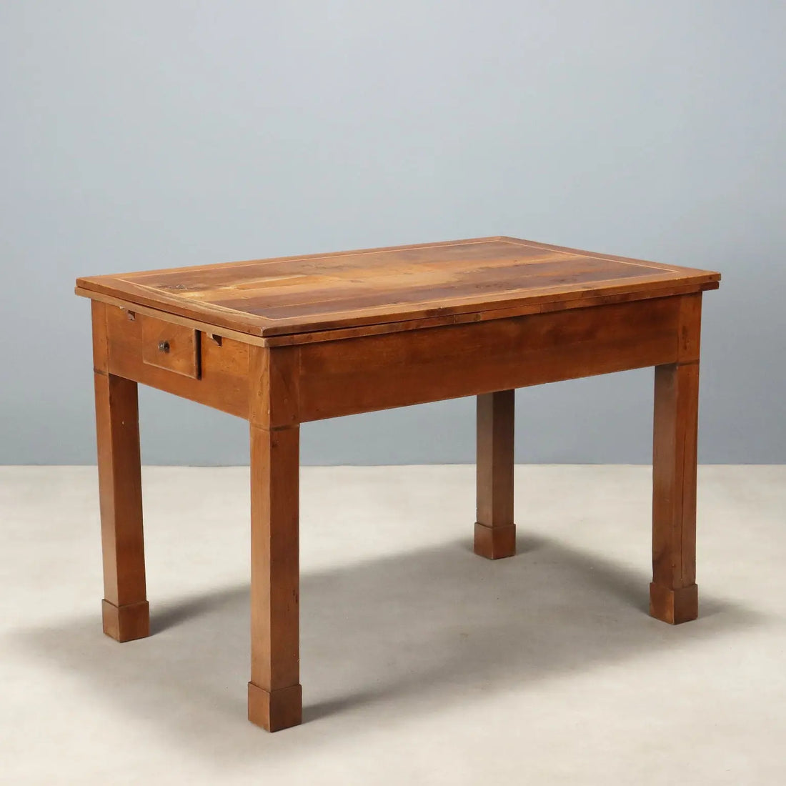 Antique Extendable Table Walnut Maple Drawers Italy XX Century