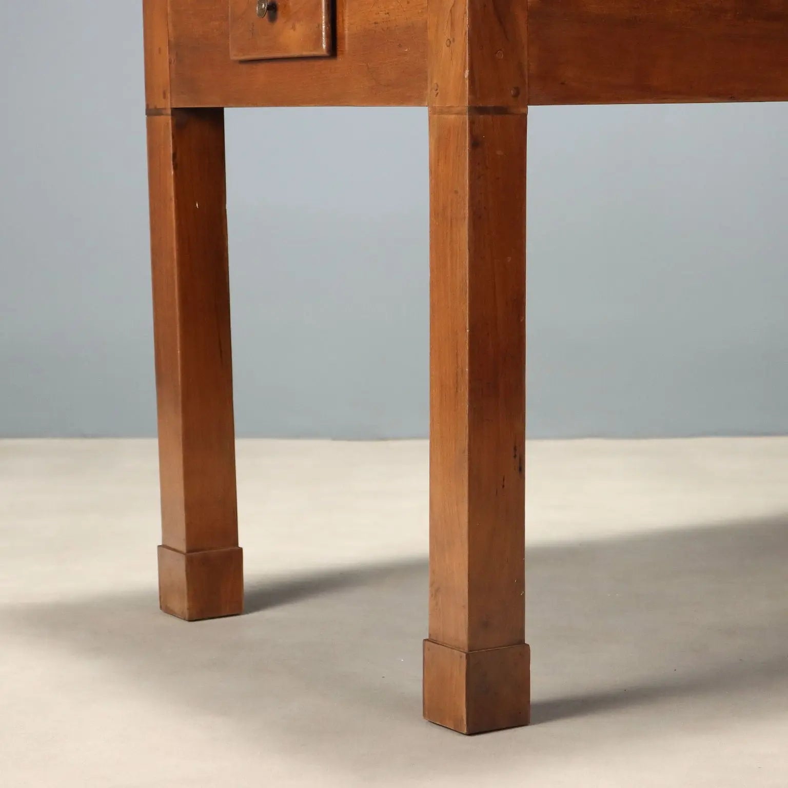 Antique Extendable Table Walnut Maple Drawers Italy XX Century