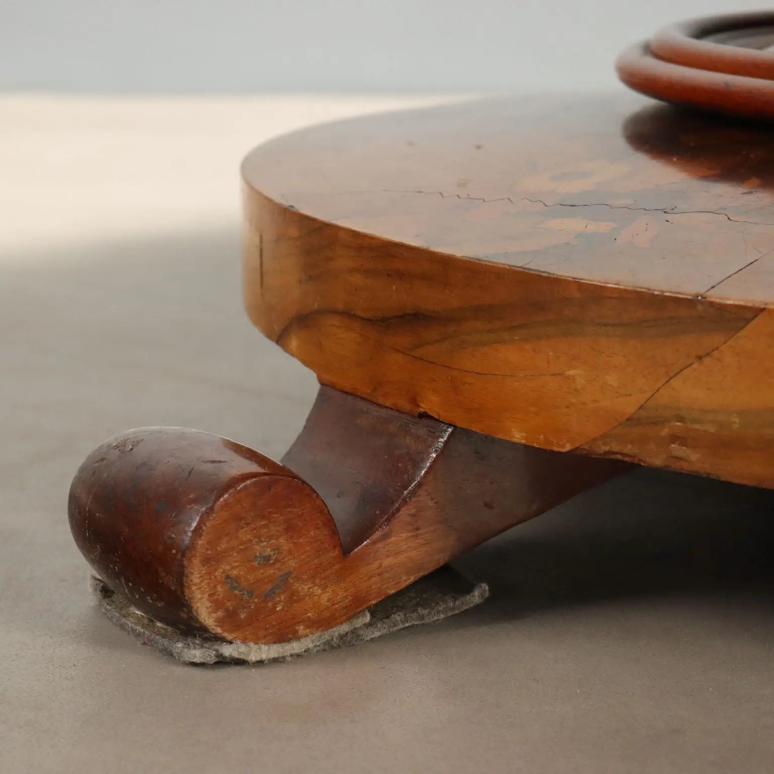 Antique Table Walnut Burl Mahogany Inlays Netherlands XX Century