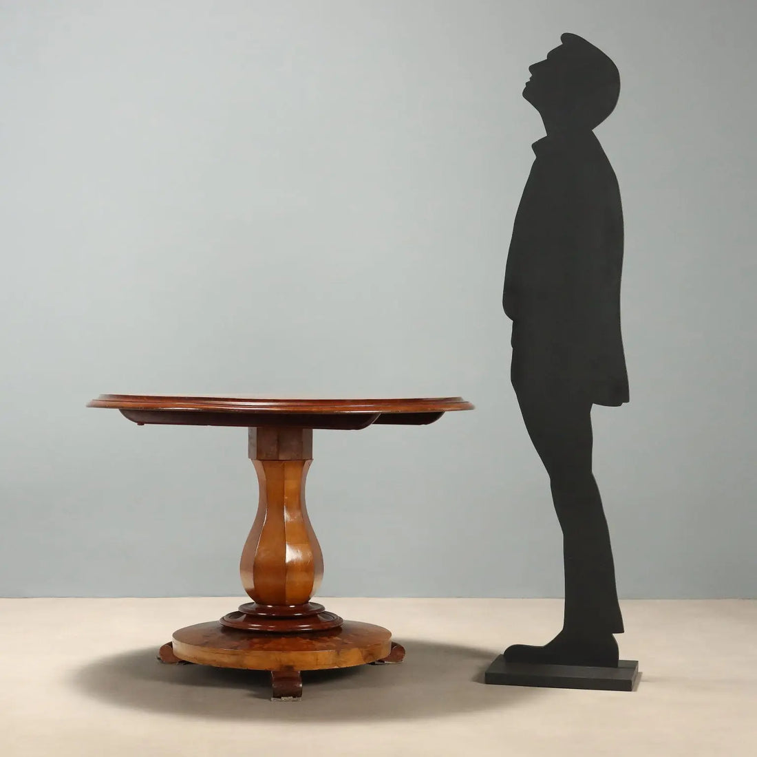Antique Table Walnut Burl Mahogany Inlays Netherlands XX Century