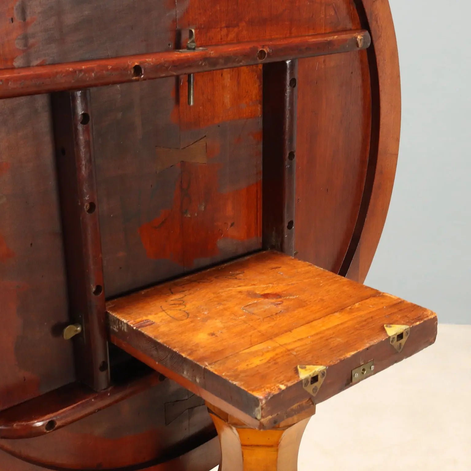 Antique Table Walnut Burl Mahogany Inlays Netherlands XX Century