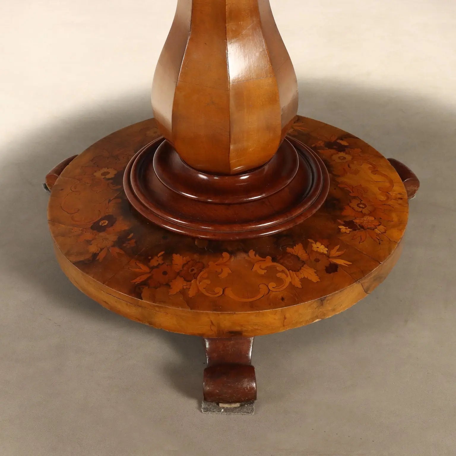 Antique Table Walnut Burl Mahogany Inlays Netherlands XX Century