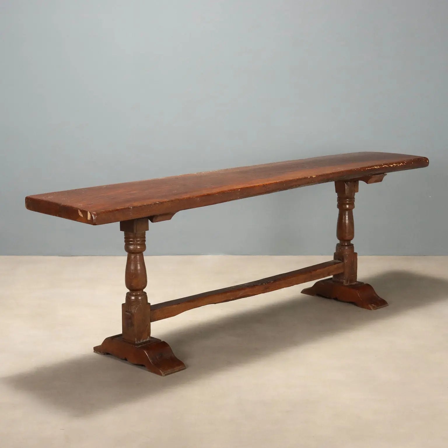 Antique Table Walnut Shaped Feet Italy XX Century