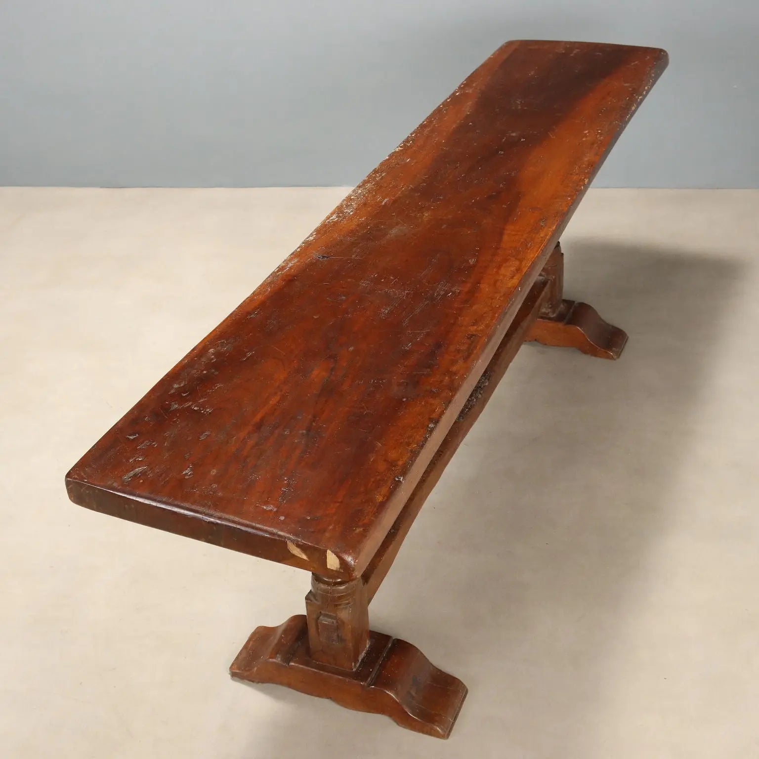 Antique Table Walnut Shaped Feet Italy XX Century