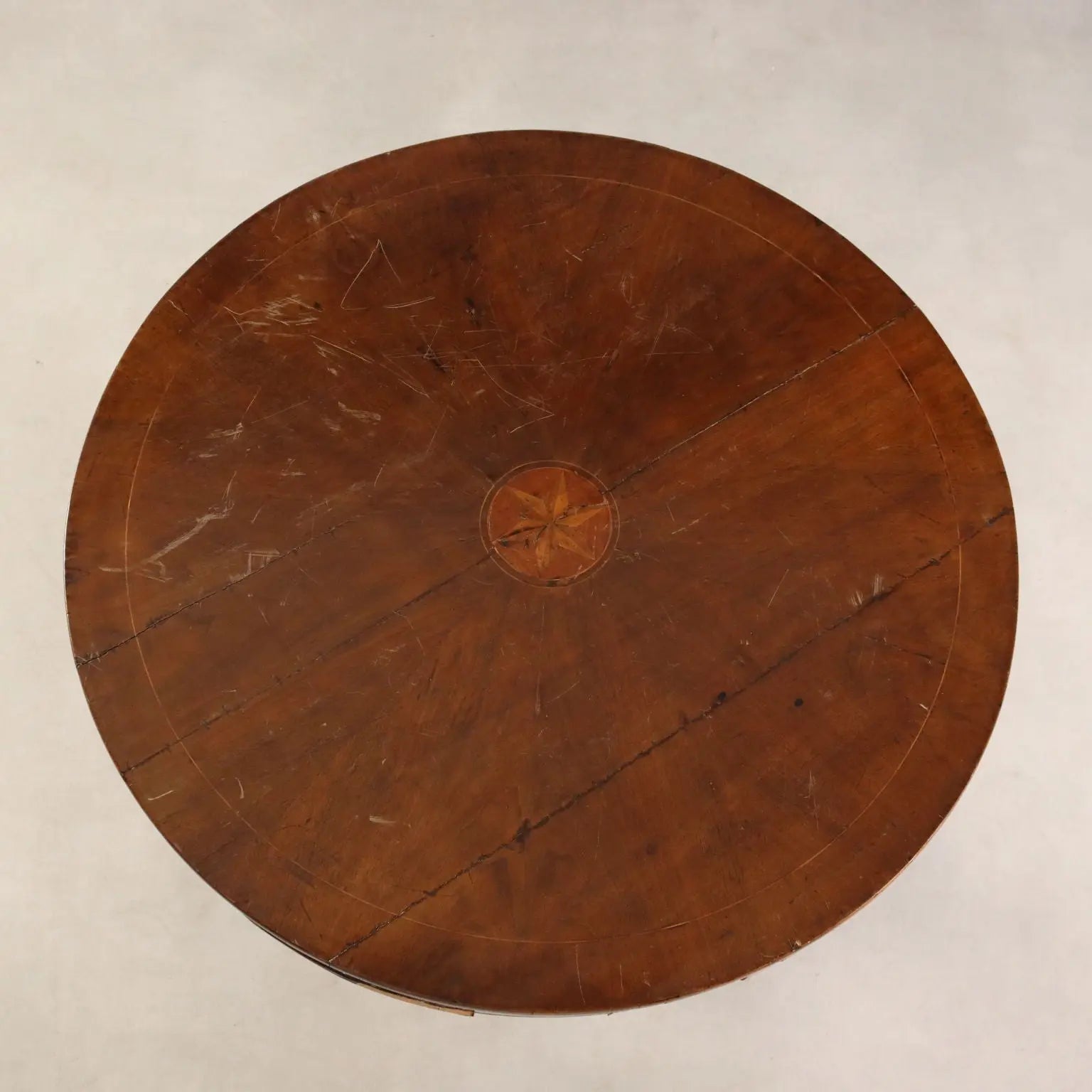 Walnut Table with Inlay, 19th Century Italy