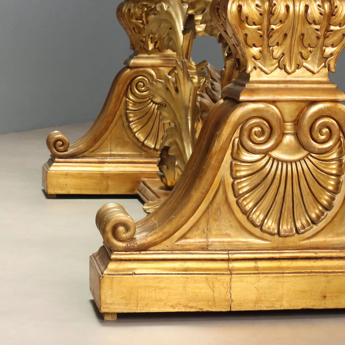 Antique Table Gilded Wood Glass Top Italy XX Century