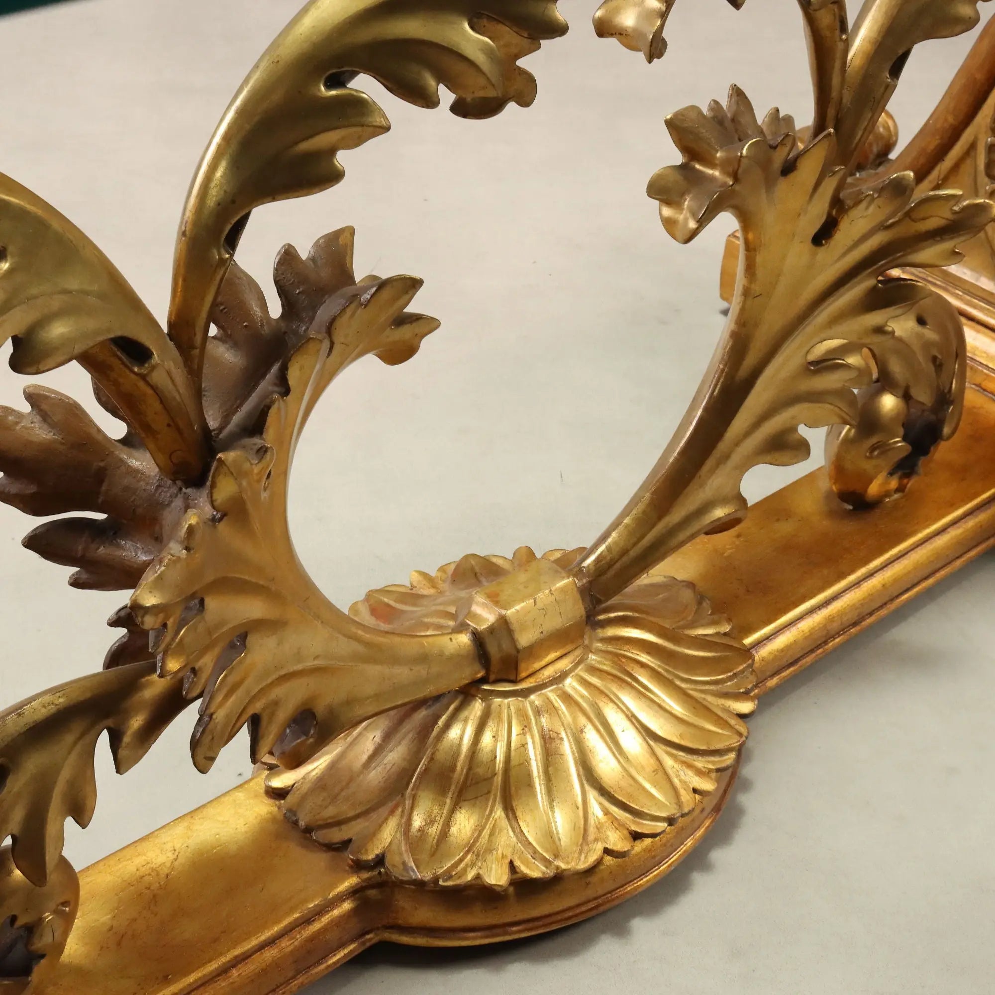 Antique Table Gilded Wood Glass Top Italy XX Century