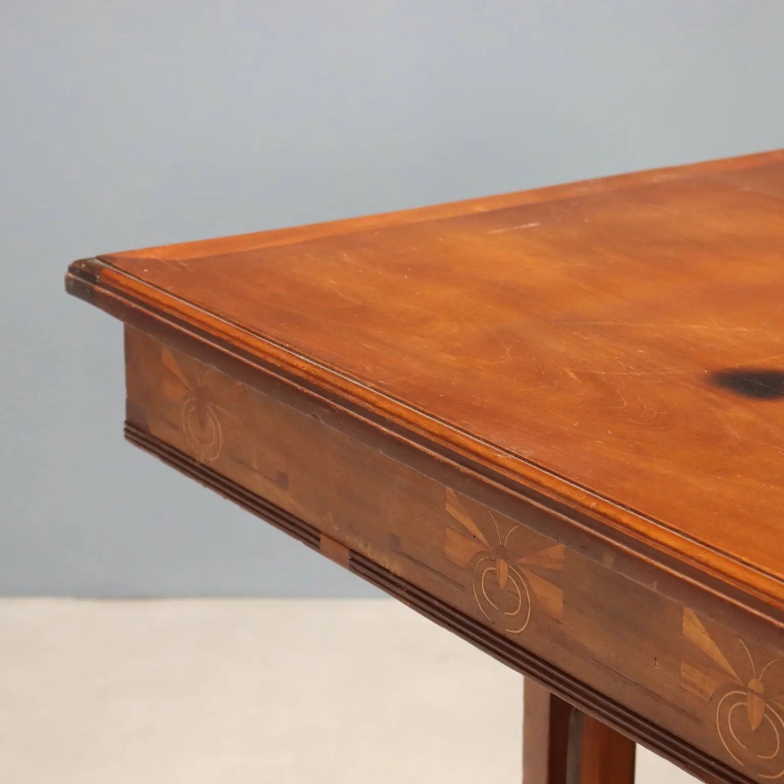 Antique Table Art Nouveau Mahogany Glass Italy XX Century