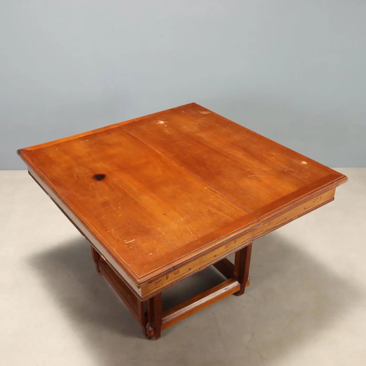 Antique Table Art Nouveau Mahogany Glass Italy XX Century