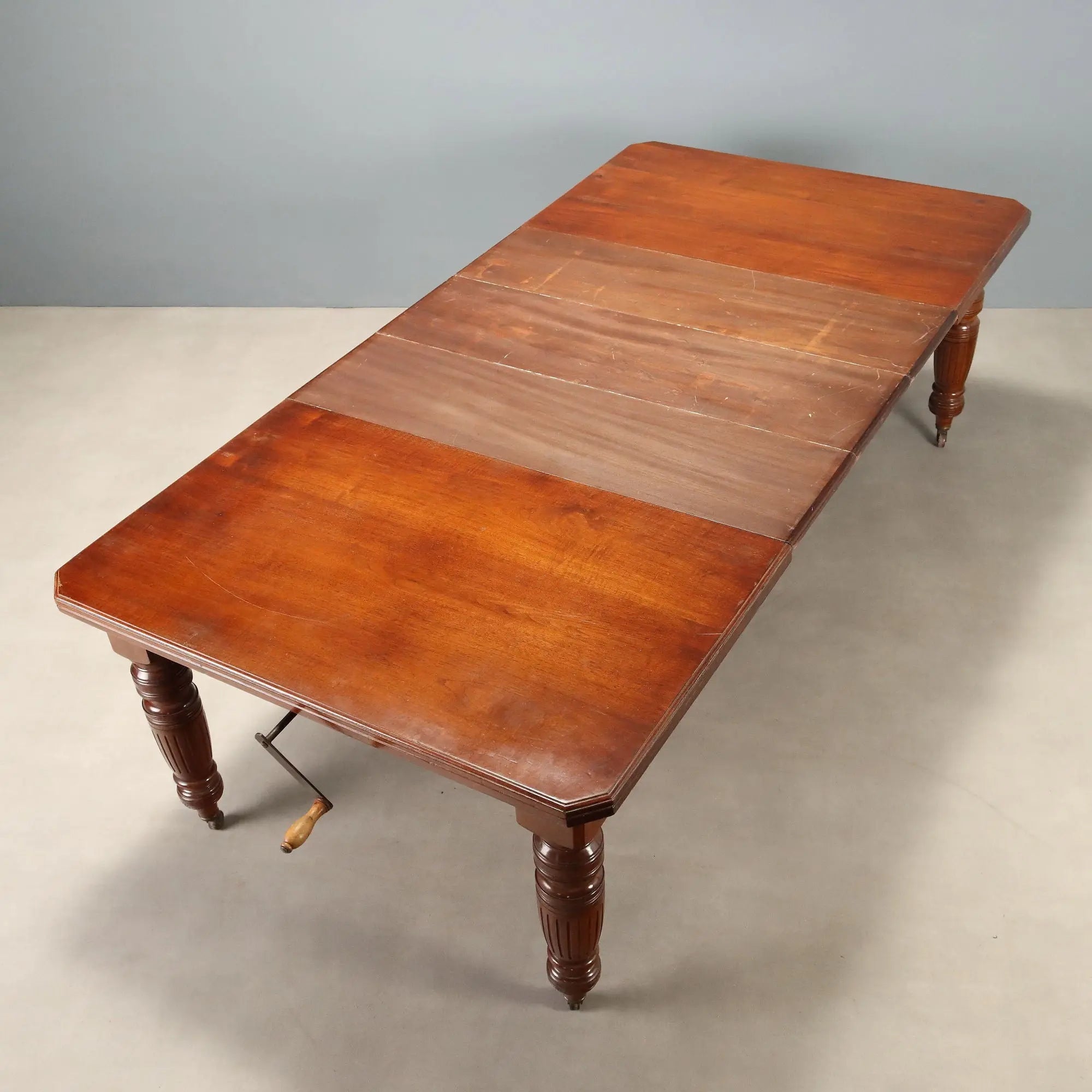 Antique Extendable Table Mahogany Crank Mechanism United Kingdom