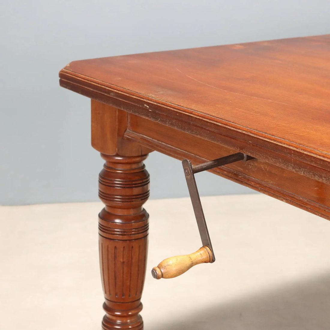 Antique Extendable Table Mahogany Crank Mechanism United Kingdom