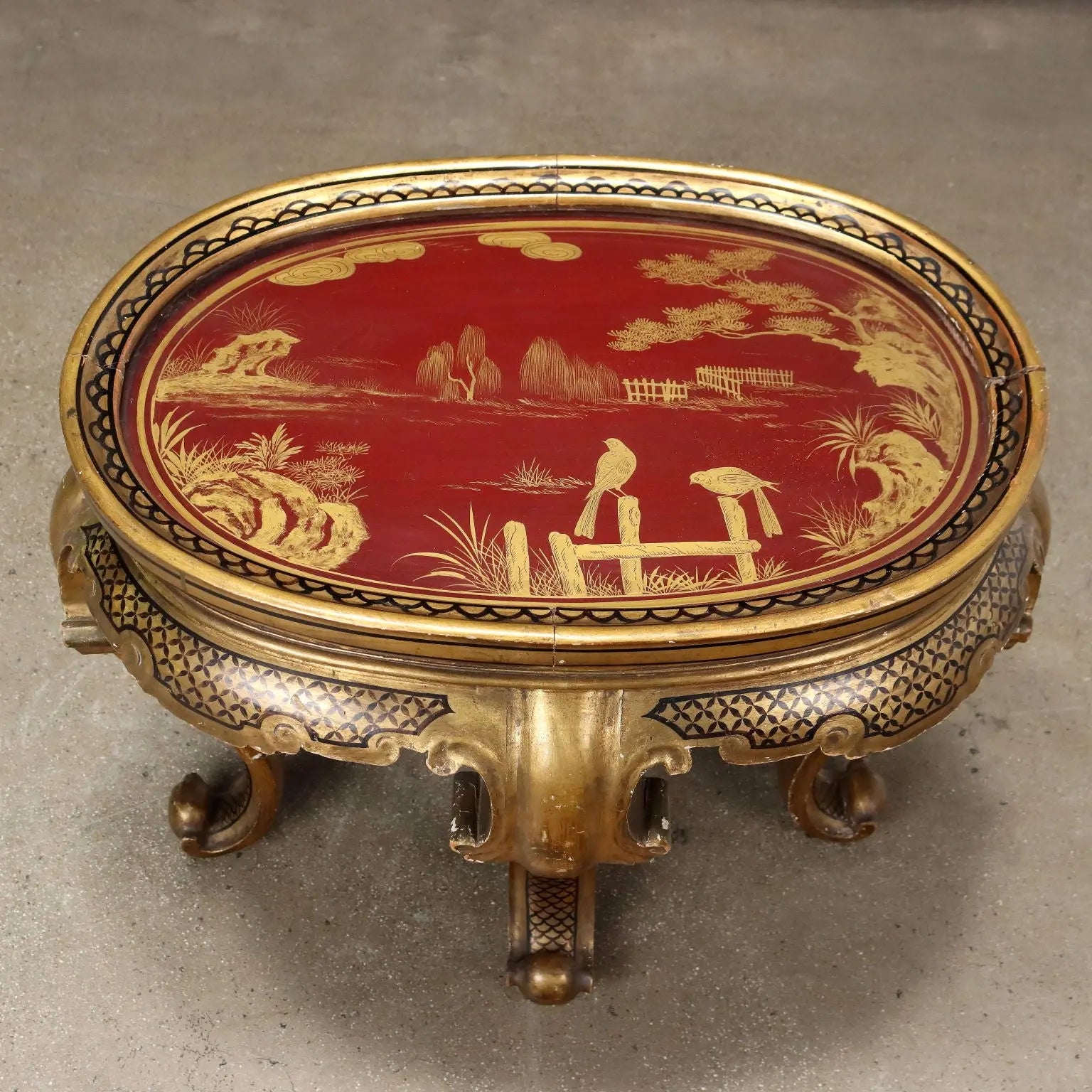 Antique Coffee Table Chinoiserie Lacquered Wood Italy Early XX Century - Chinoiserie Lacquered Coffee Table | Antiques | Side & Coffee Tables