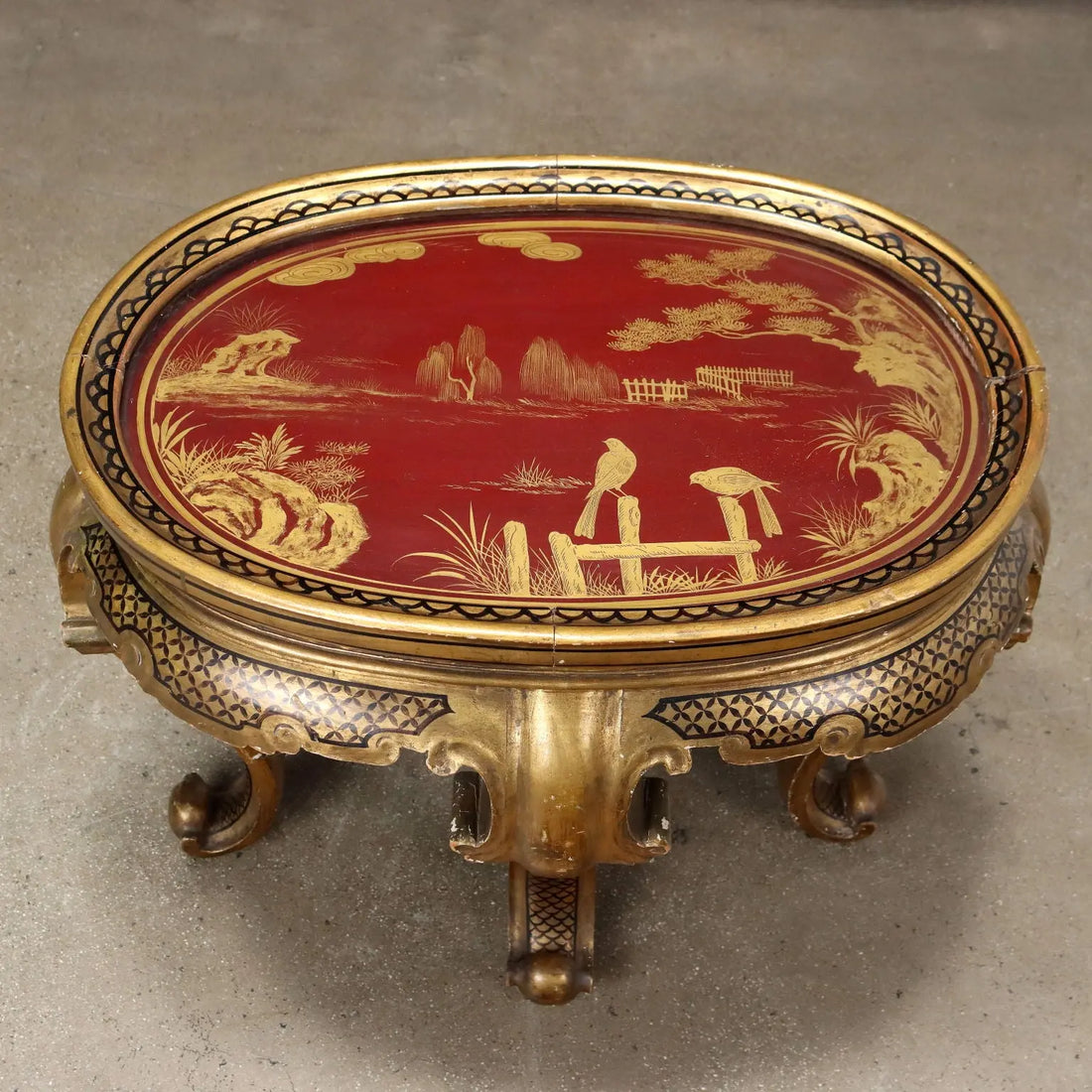 Antique Coffee Table Chinoiserie Lacquered Wood Italy Early XX Century - Chinoiserie Lacquered Coffee Table | Antiques | Side & Coffee Tables