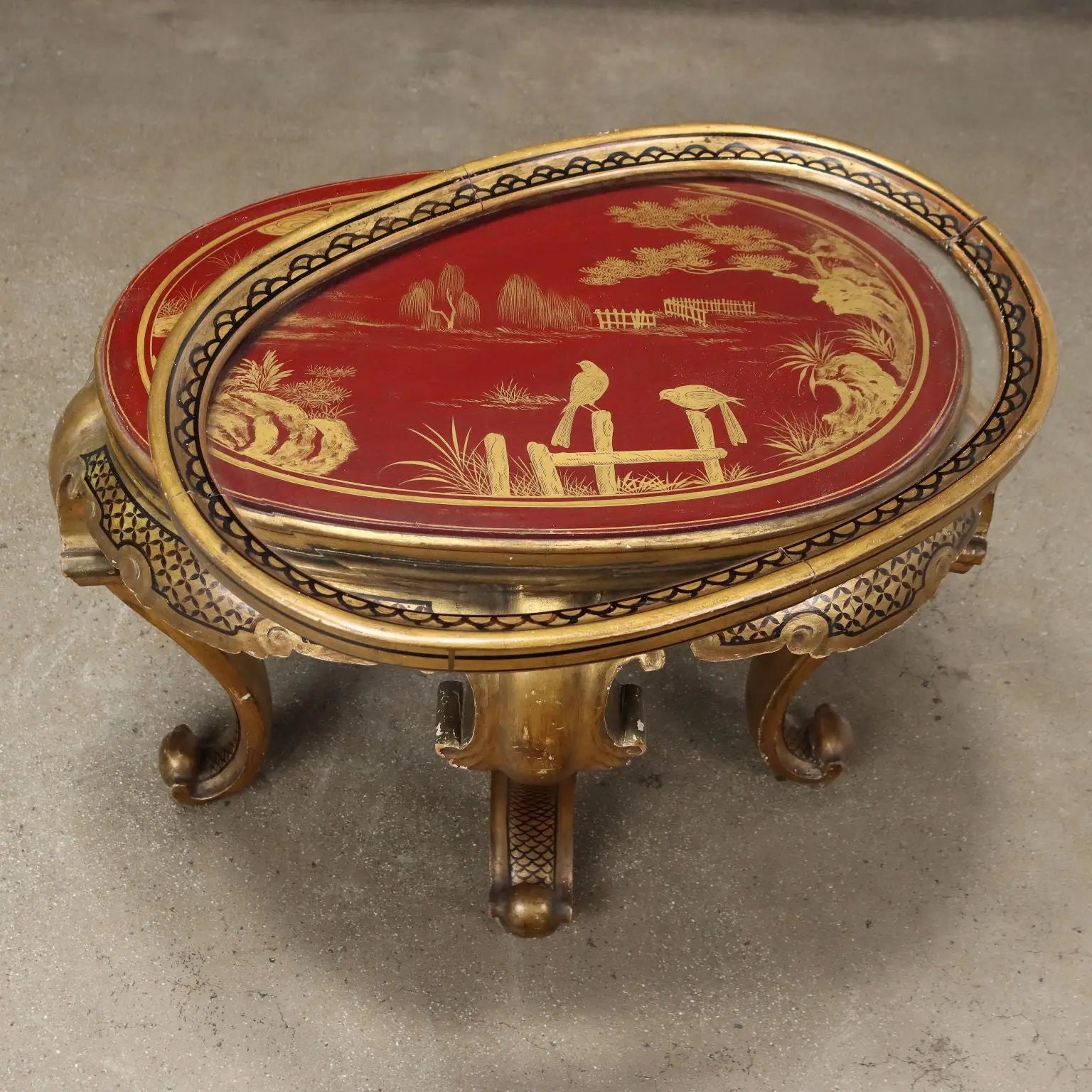 Antique Coffee Table Chinoiserie Lacquered Wood Italy Early XX Century - Chinoiserie Lacquered Coffee Table | Antiques | Side & Coffee Tables