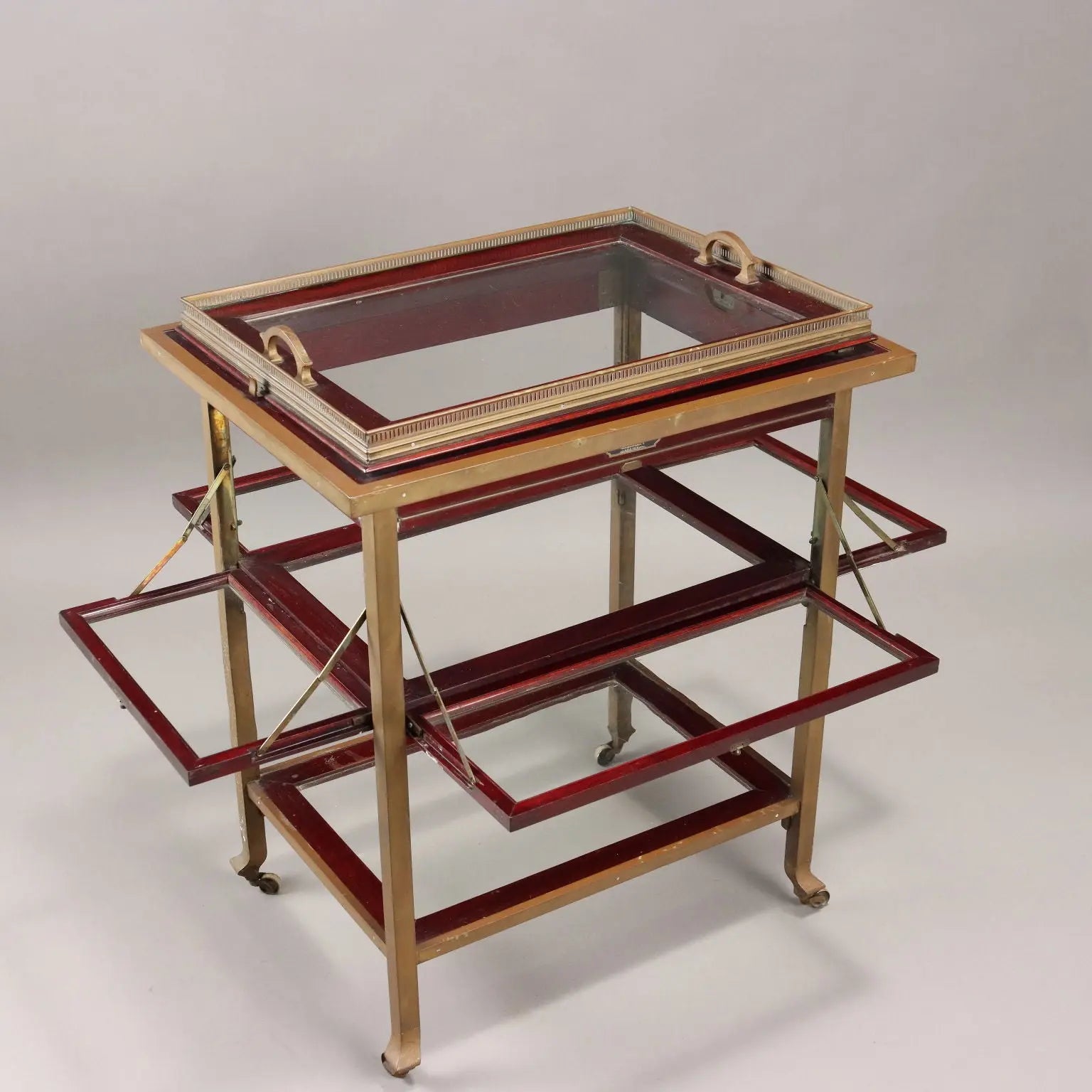 Antique Art Nouveau Dinner Cart Mahogany Brass Italy XX Century - Italy, Early XX Century | Antiques | Side & Coffee Tables