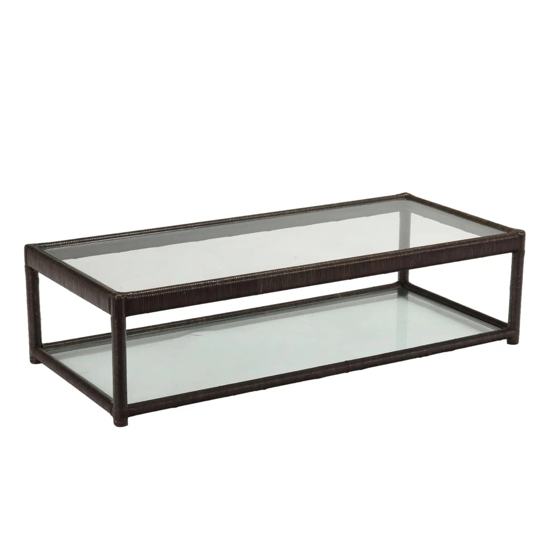 Rattan Coffee Table with Glass - Italy, 20th Century