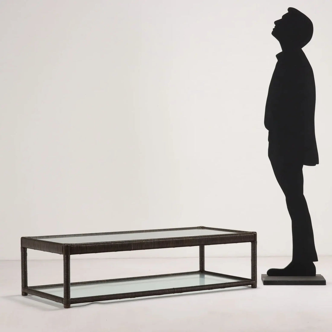 Rattan Coffee Table with Glass - Italy, 20th Century