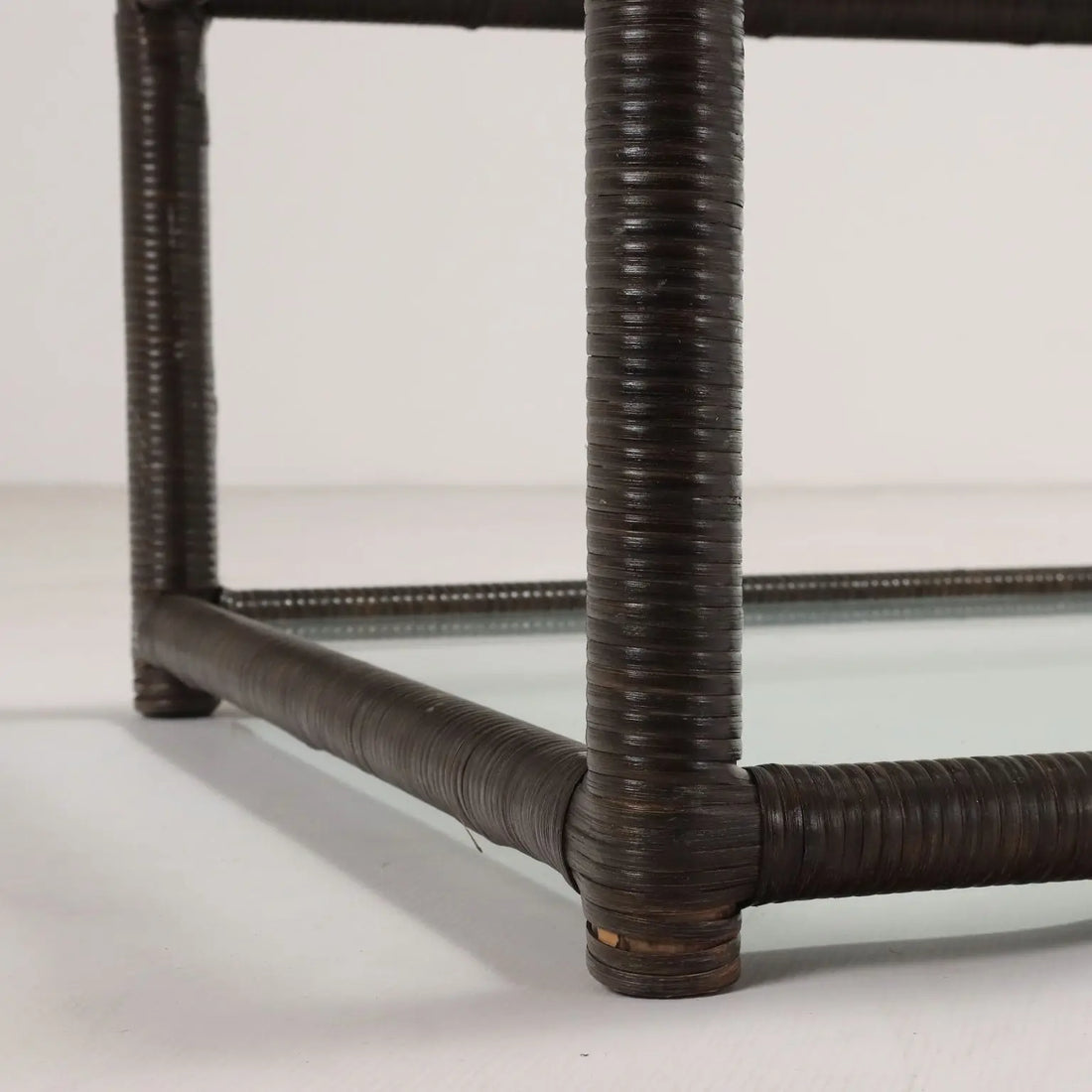 Rattan Coffee Table with Glass - Italy, 20th Century