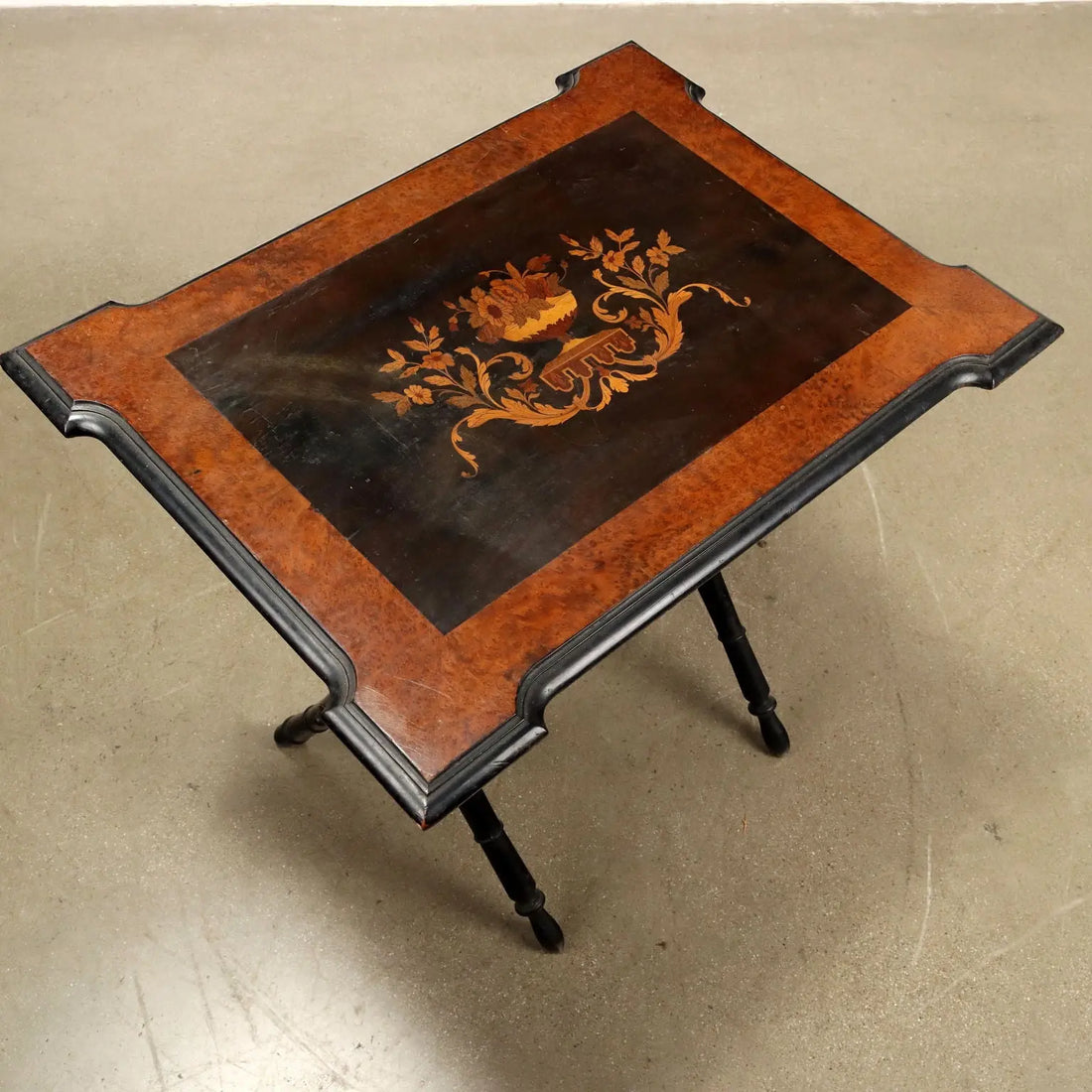 Antique Side Table Ebonized Wood Inlays Italy XIX Century - Italy, Late XIX Century | Antiques | Side & Coffee Tables