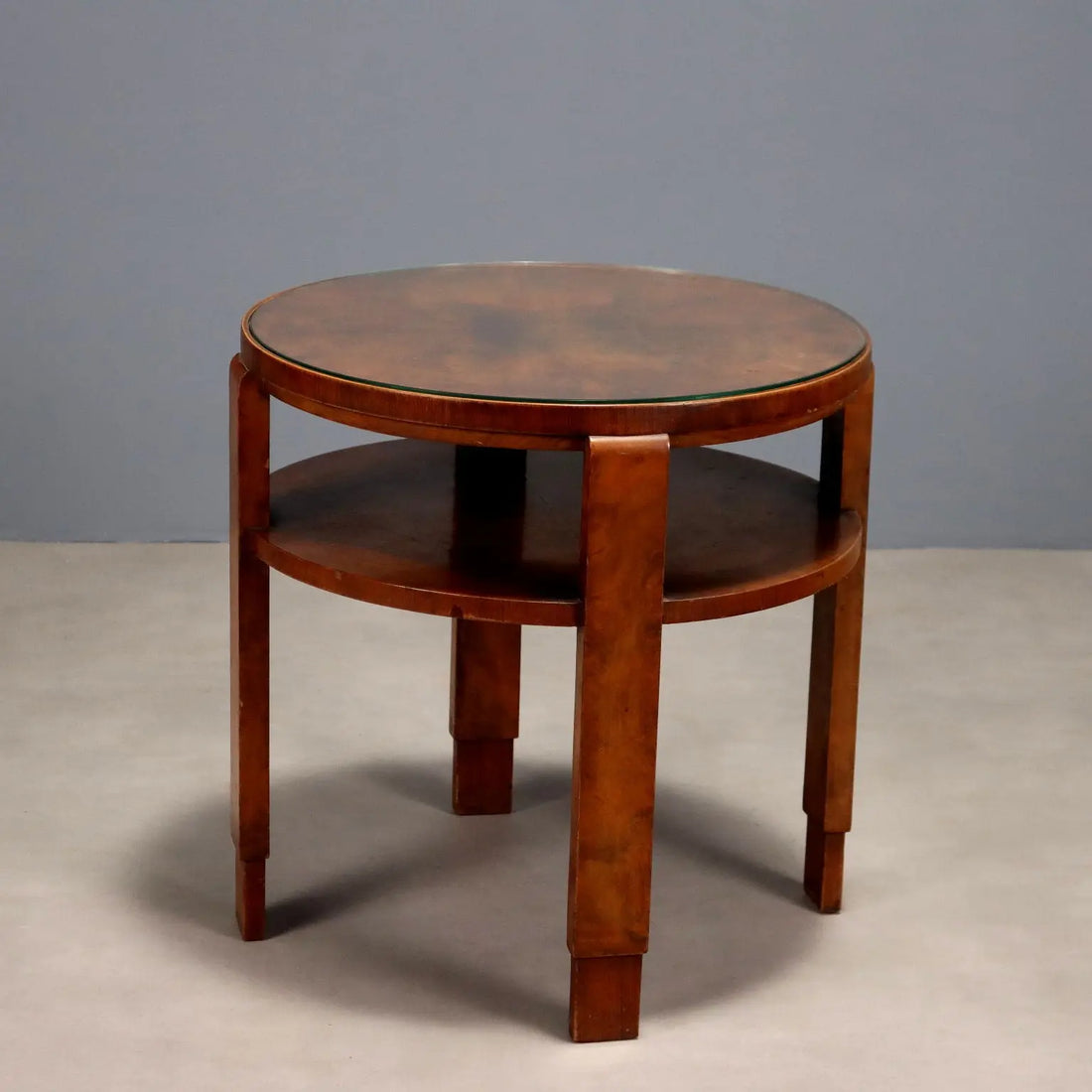 Antique Art Deco Table Walnut Top with Glass Italy XX Century - Italy, Early XIX Century | Antiques | Side & Coffee Tables