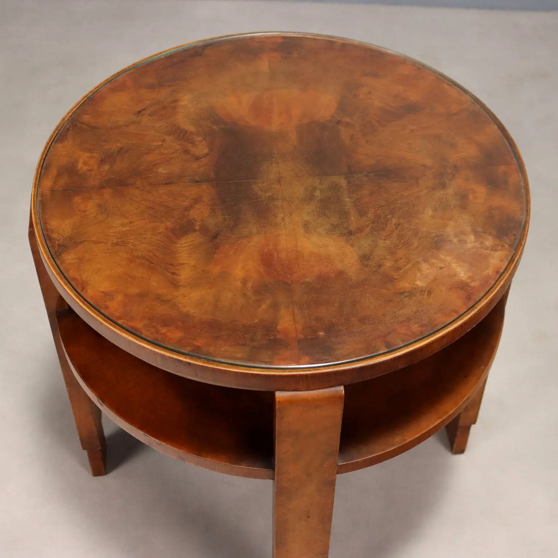 Antique Art Deco Table Walnut Top with Glass Italy XX Century - Italy, Early XIX Century | Antiques | Side & Coffee Tables