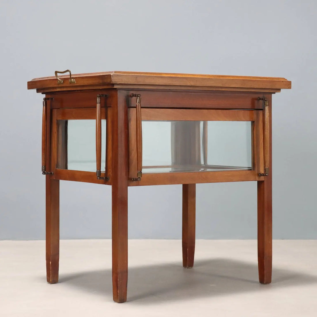 Antique Table with Case Mahogany Glass Bronze Italy XIX Century - Italy, Late XIX Century | Antiques | Side & Coffee Tables