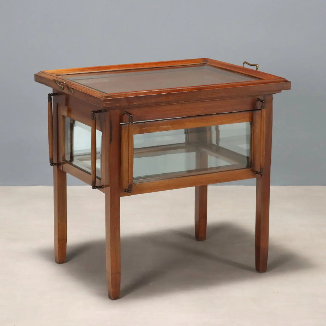 Antique Table with Case Mahogany Glass Bronze Italy XIX Century - Italy, Late XIX Century | Antiques | Side & Coffee Tables