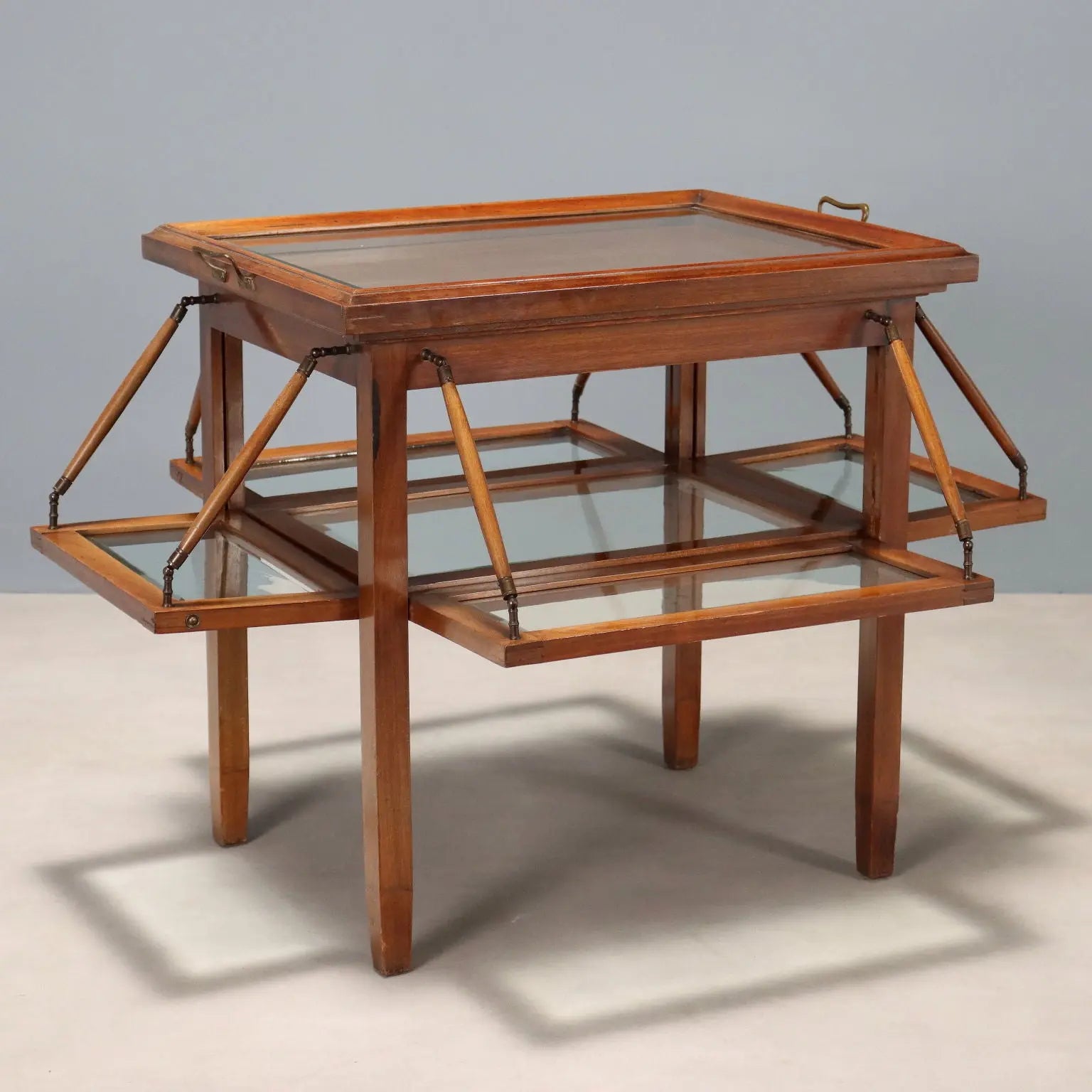 Antique Table with Case Mahogany Glass Bronze Italy XIX Century - Italy, Late XIX Century | Antiques | Side & Coffee Tables