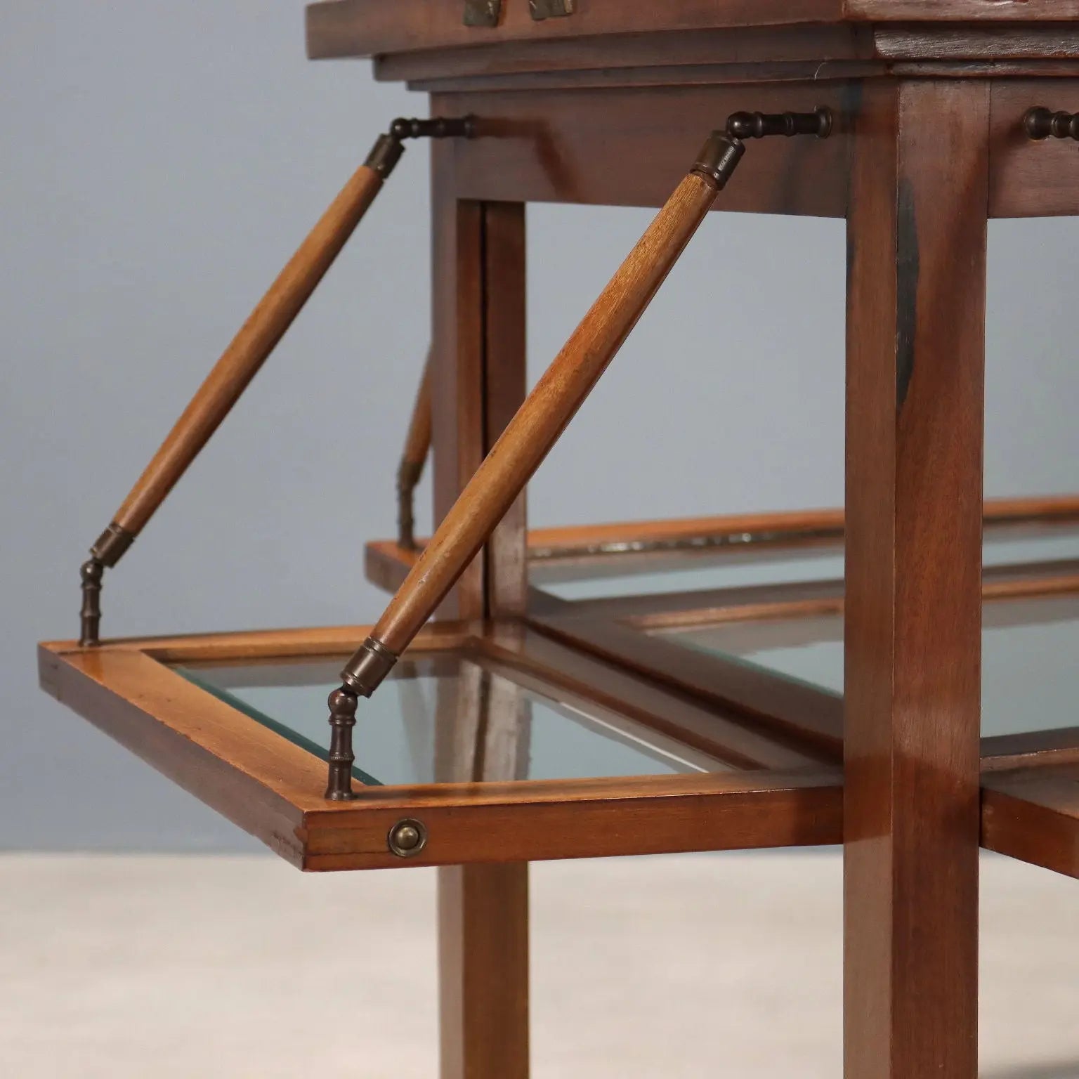 Antique Table with Case Mahogany Glass Bronze Italy XIX Century - Italy, Late XIX Century | Antiques | Side & Coffee Tables