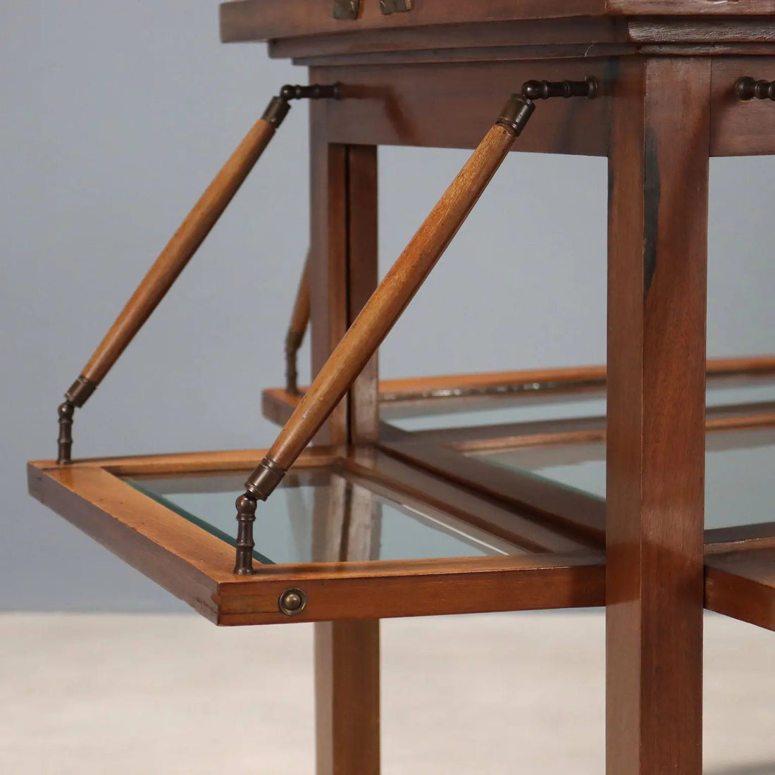 Antique Table with Case Mahogany Glass Bronze Italy XIX Century - Italy, Late XIX Century | Antiques | Side & Coffee Tables