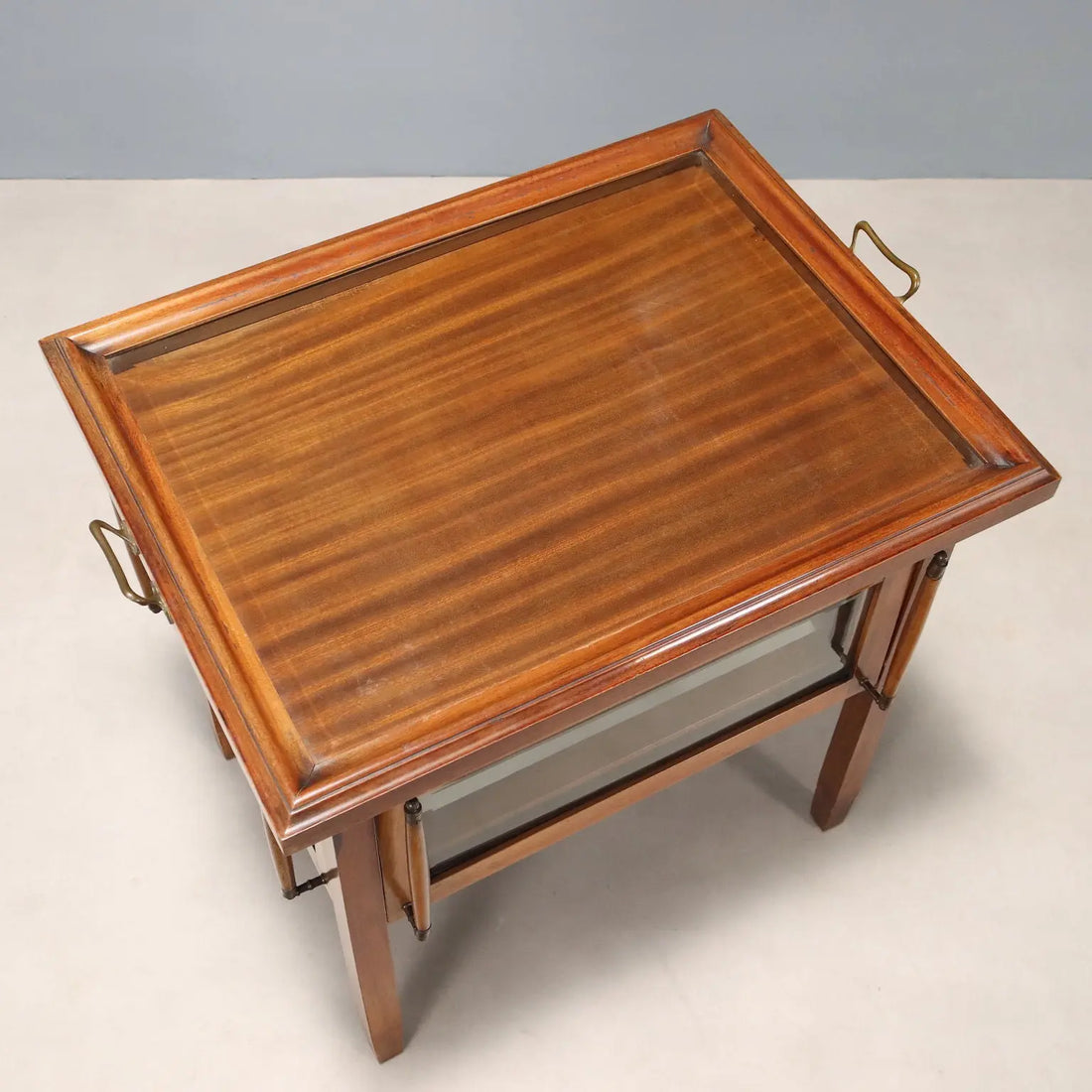 Antique Table with Case Mahogany Glass Bronze Italy XIX Century - Italy, Late XIX Century | Antiques | Side & Coffee Tables