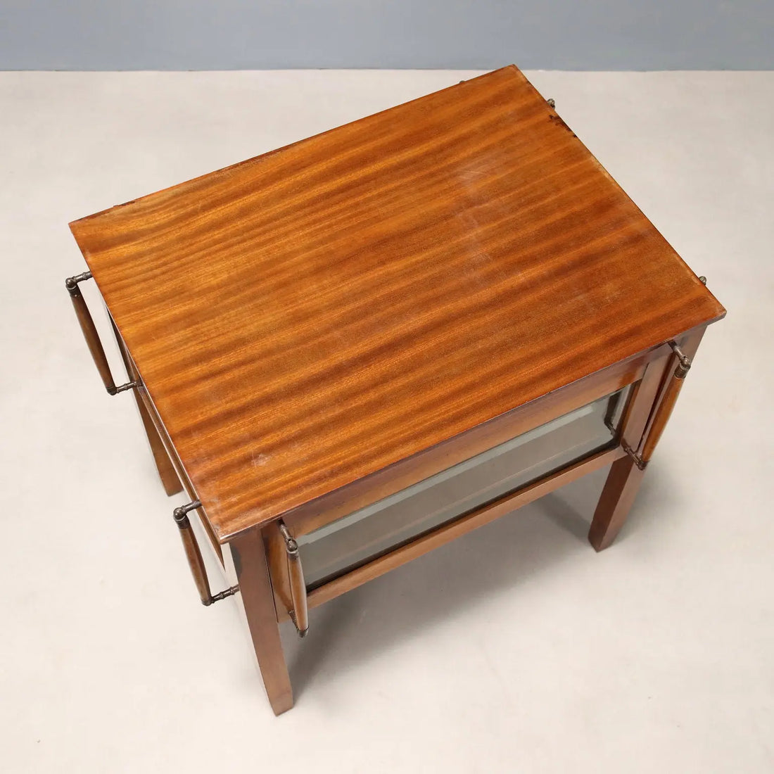 Antique Table with Case Mahogany Glass Bronze Italy XIX Century - Italy, Late XIX Century | Antiques | Side & Coffee Tables